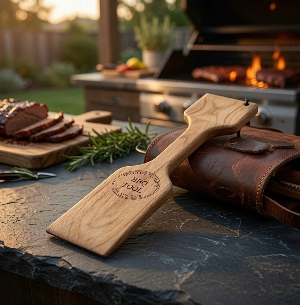 Wood BBQ Scrape Paddle Ultimate Cleaning Grill Scraper Barbecue Cleaning Scrape